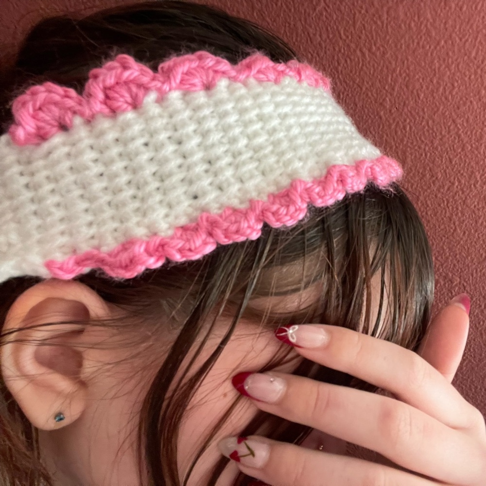 Head Band With Pink Ribbing